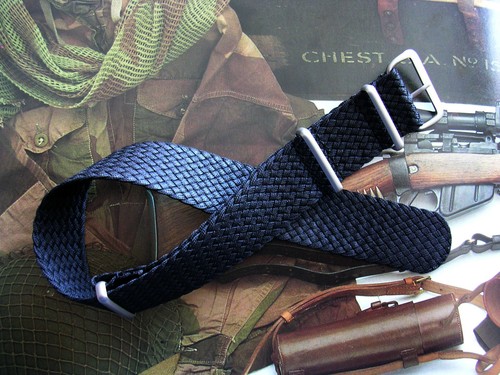 22mm black woven - braided, ss